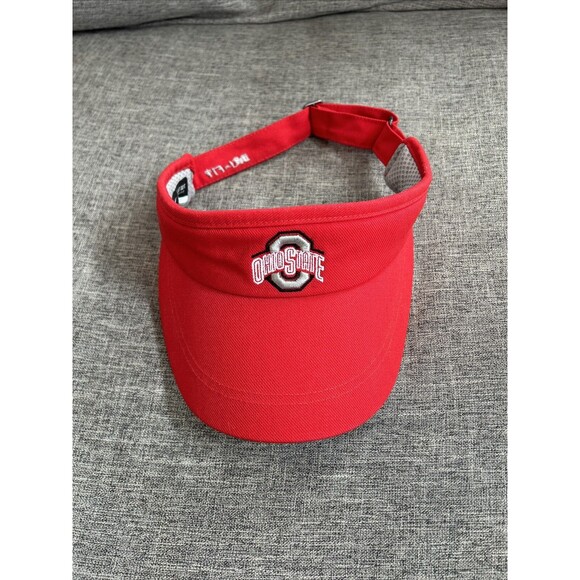 Nike Ohio State Buckeye Visor Hat Cap Red Embroidered Dri Fit Adjustable Strap - Picture 7 of 7